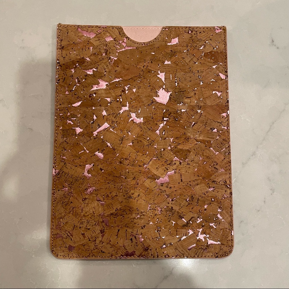 Anthropologie cork and metallic pink tablet case